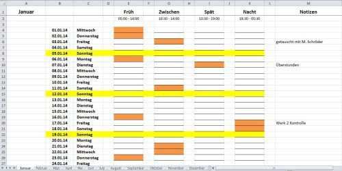 Arbeitsplan Erstellen Excel