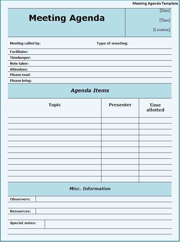 Meeting Agendas Templates Meeting Agenda Template Download Page