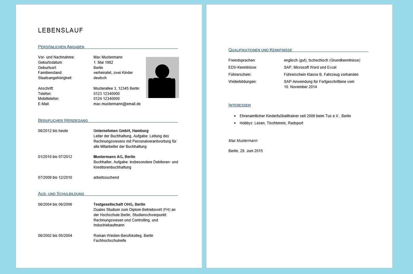 Bewerbung Napea Mit Lebenslauf Deutsch Vorlage Muster Fur