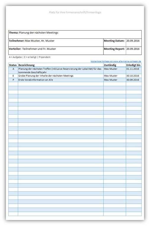 Protokoll Vorlage Fur Excel Vorlagen Excel Tipps Kostenlose