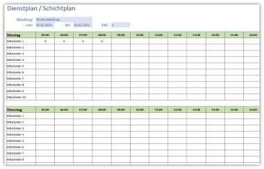 Einfacher Dienstplan Schichtplan Dienstplan Erstellen Excel