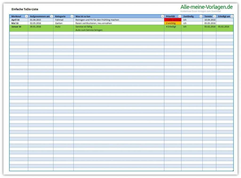 Einfache Todo Liste Vorlagen Excel Vorlage Bewerbung Schreiben