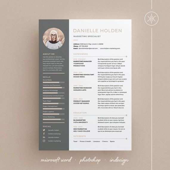 Danielle Resume Cv Template Word Photoshop Indesign