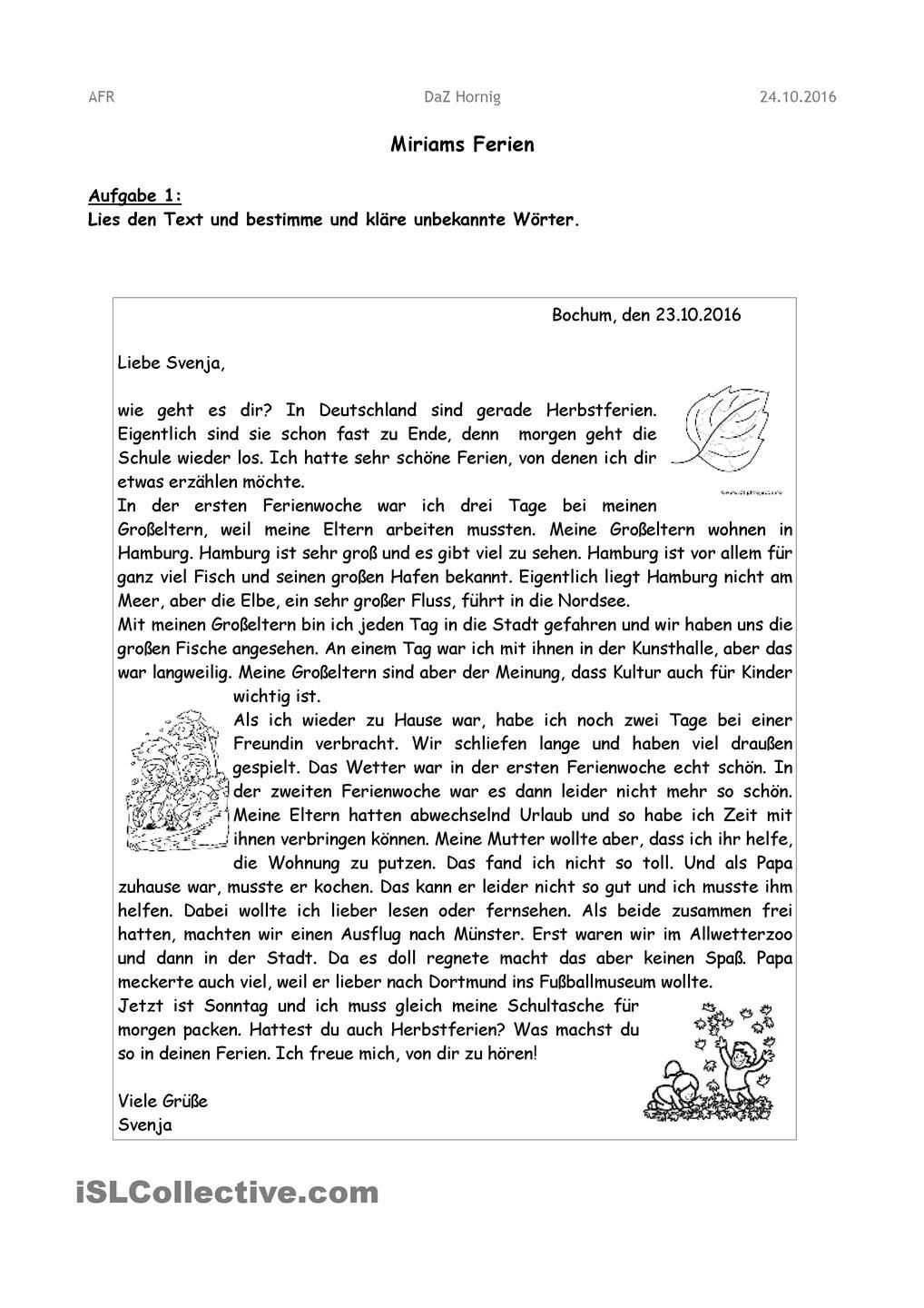 21 Brief Schreiben 5 Klasse Freyajacklin Brief Deutsch