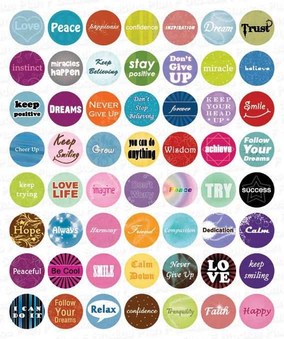 Free Printables Inspirational Words 1 Inch Circles Full