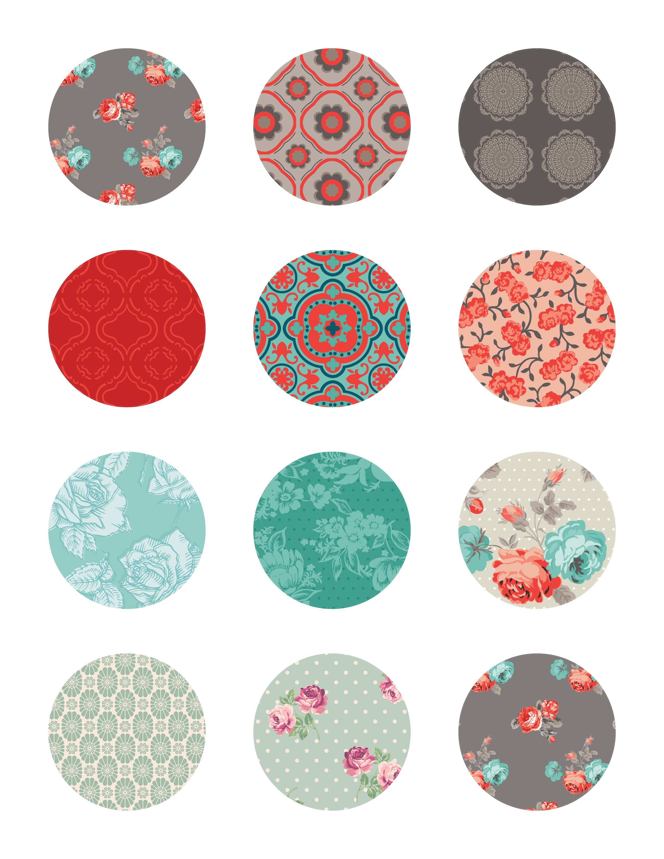 Printable Digital Collage Sheet Circles Cabochon Earring Mit