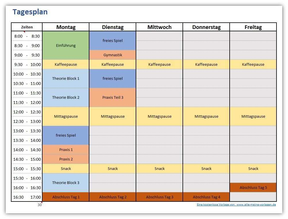 Tagesplan Fur Eine Woche Excel Vorlage Tagesplan Planer Vorlagen