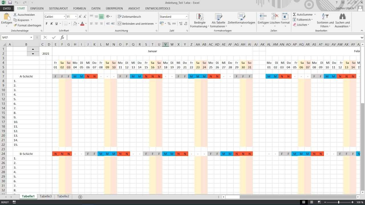 Excel Schichtplan Erstellen Teil 3 Bedingte Formatierung We