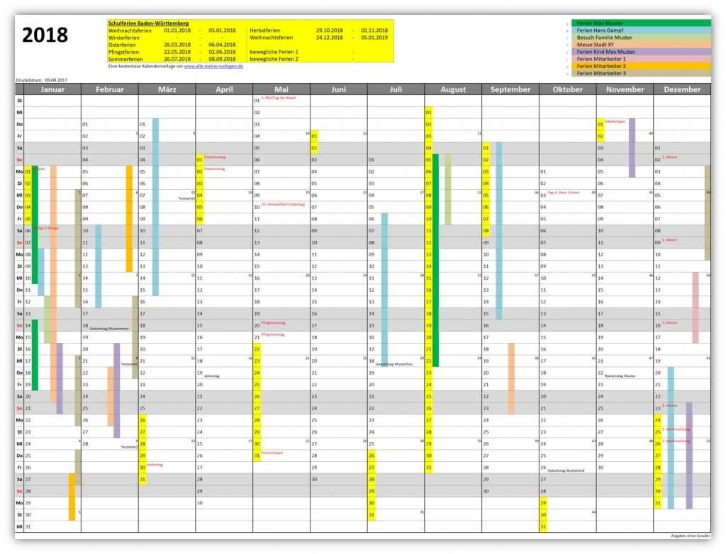 Mit Dieser Kostenlosen Excel Vorlage Eines Jahreskalenders