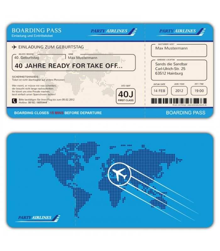 Blank Printable Airplane Boarding Pass Invitations Party