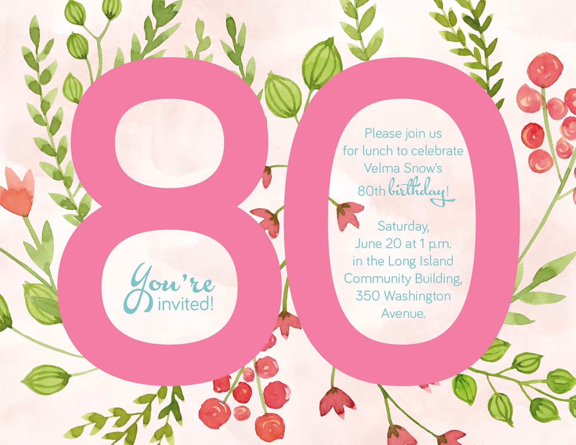 80 Geburtstag Einladung Einladung Geburtstag Geburtstag