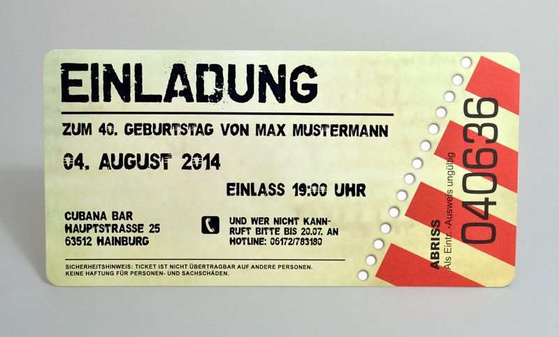 Einladungskarten Einladungskarte Geburtstag Als Ticket