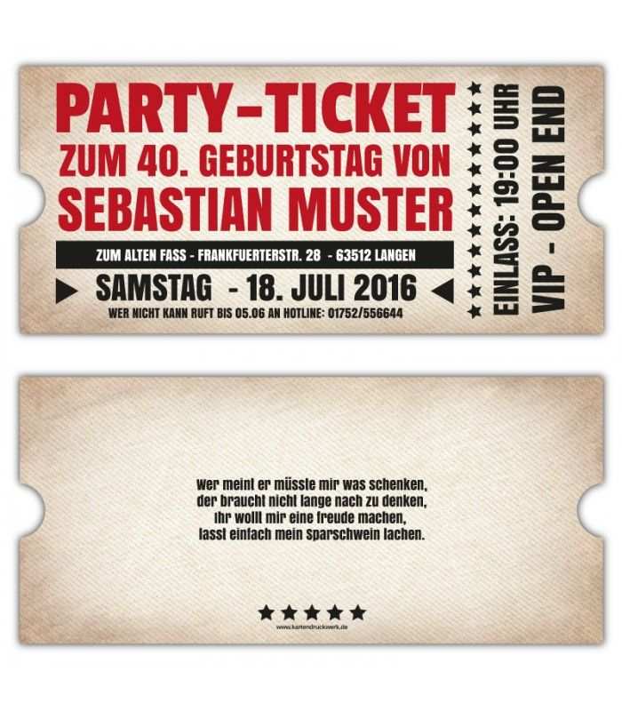 Vintage Einadungskarten Party Einladung Ticket Eintrittskarte