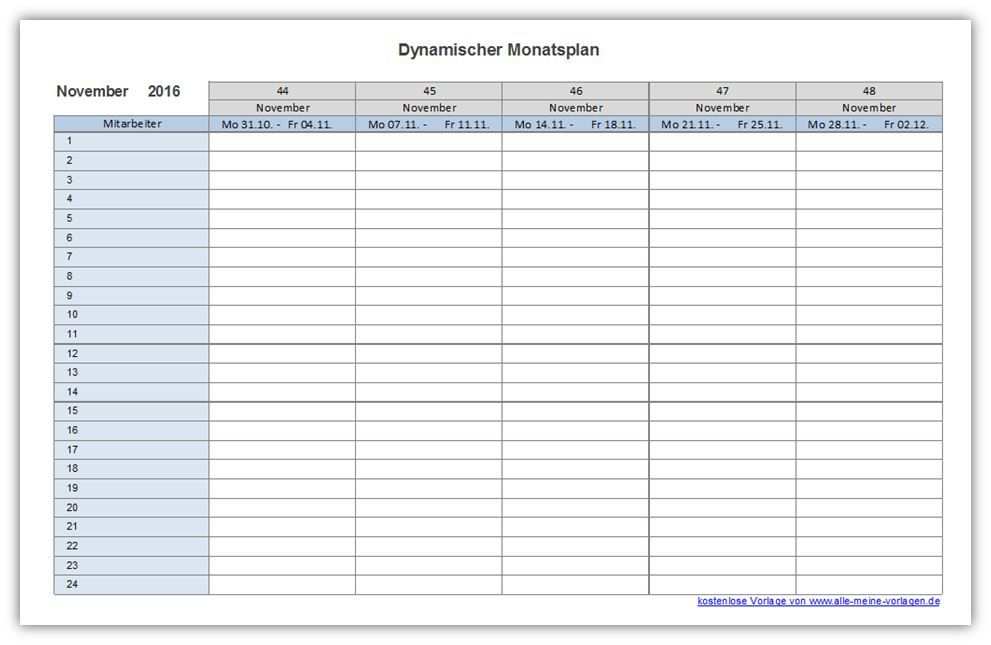 Dynamischer Monatsplan Monatsplaner Monatsplaner Vorlage Excel