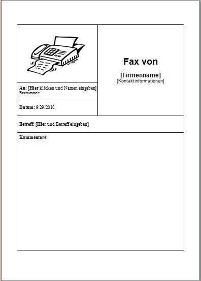 Faxvorlage 1 Office Lernen Com