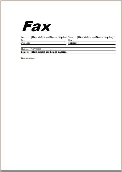 Faxvorlage 12 Office Lernen Com