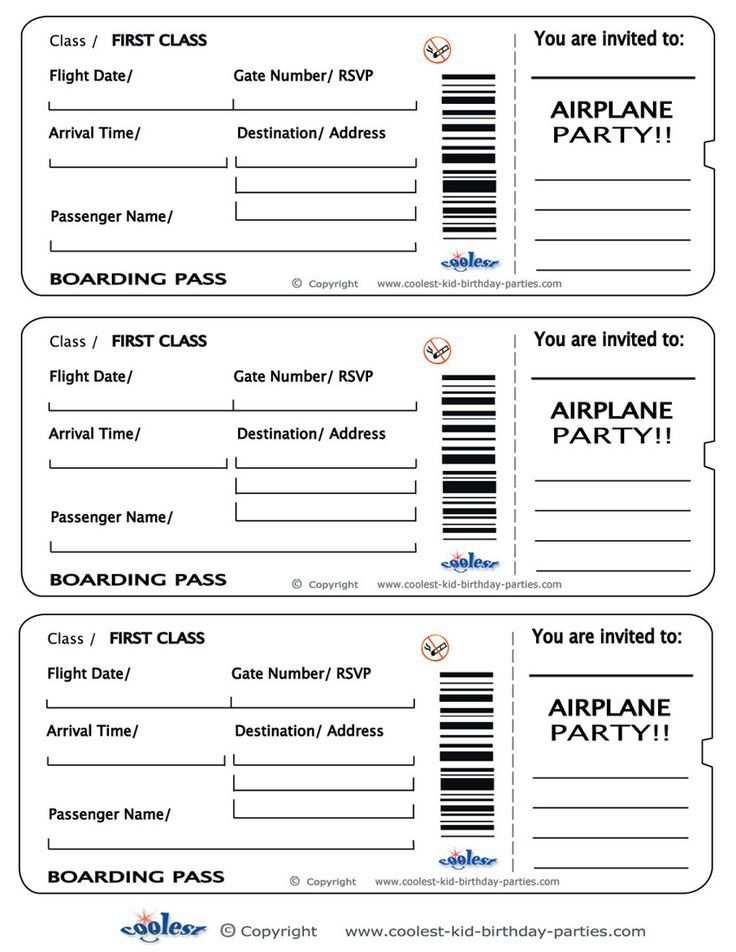 Printable Airplane Boarding Pass Invitations Invitacion De