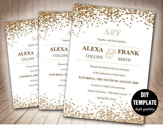 Stilvolle Hochzeit Einladung Vorlage In Gold Druckbare