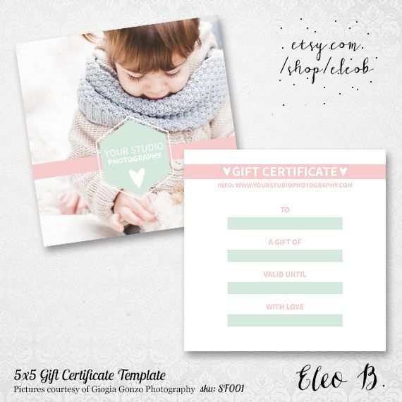 Photography Gift Card Certificate Template Photographer Gift