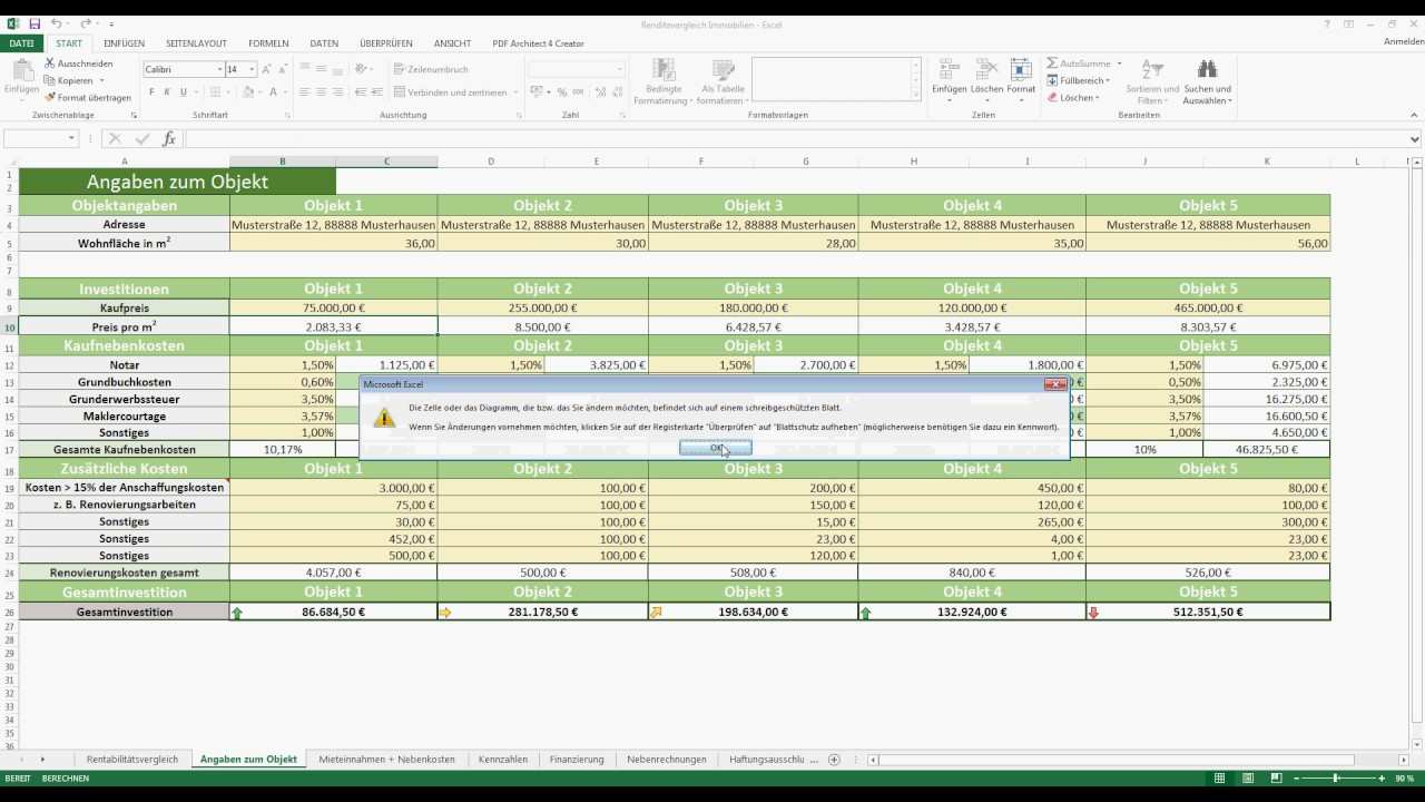 Rentabilitatsvergleich Immobilien Excel Datei Renditeberechnen