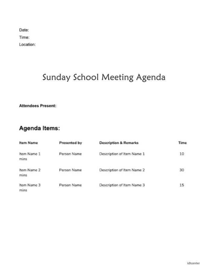 Sunday School Meeting Agenda In 2020 Meeting Agenda Meeting