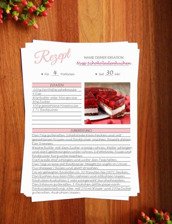 Rezeptvorlage Zum Drucken Printable Recipe Template Kochbuch