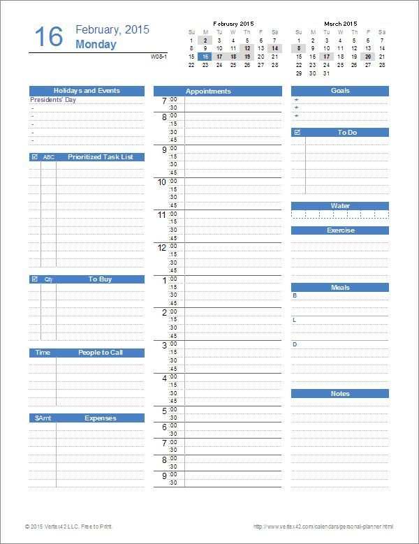 Ultimate Personal Planner Template For Excel Daily Planner