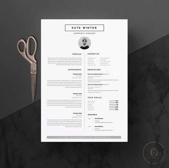 Resume Template With Cover Letter Instant Download Best Cv