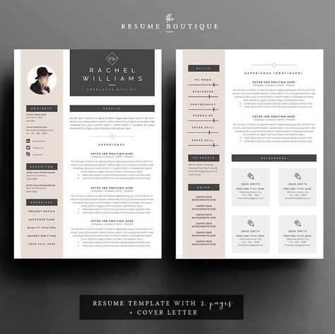 4 Page Resume Cv Template Cover Letter For Ms Word Instant