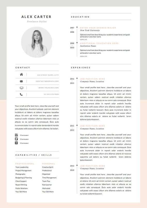 Modern Resume Template Cover Letter Icon Set For Microsoft