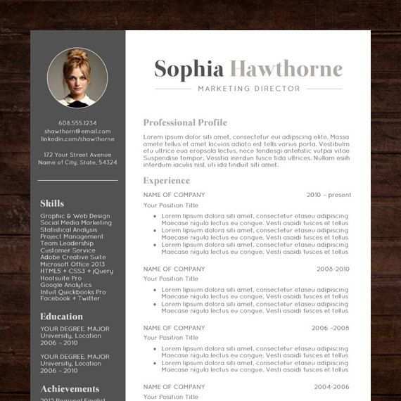 Professional Resume Template With Photo Modern Cv Word Mac