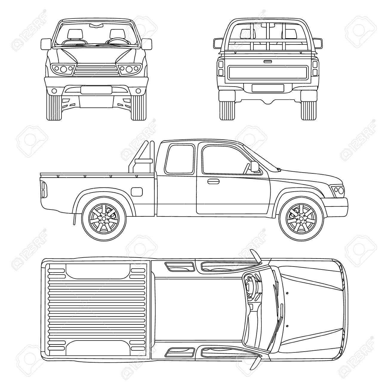 Pickup Truck Illustration Blueprint Affiliate Truck Pickup