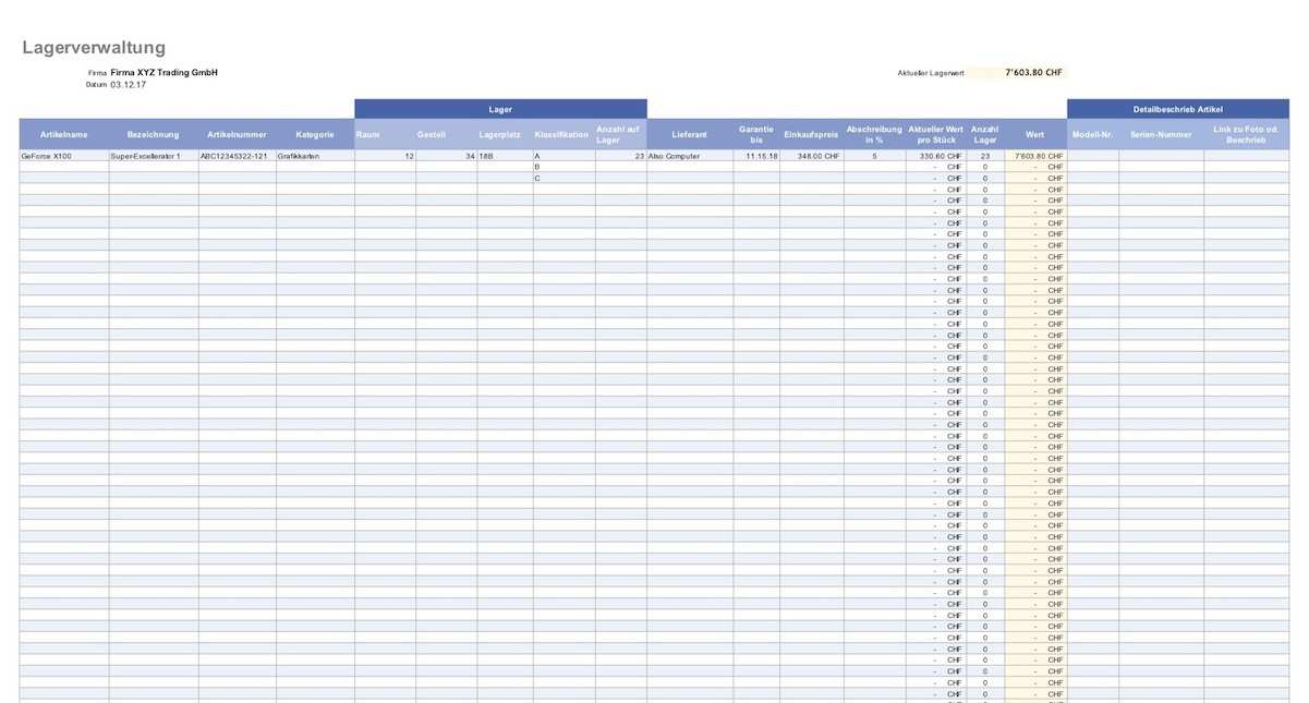 Lagerverwaltung Excel Vorlage Kostenlos Downloaden