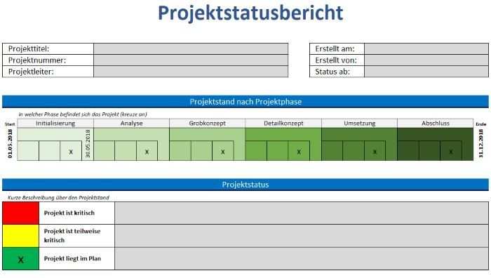 Vorlage Projektstatusbericht Projekte Projektmanagement