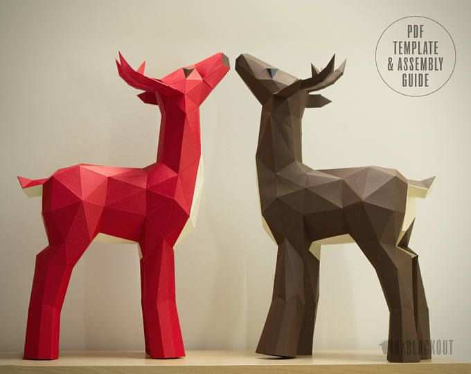 Deer Papercraft Papercraft Deer Diy Deer Low Poly Deer Deer