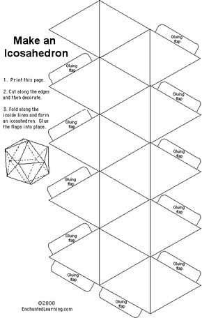 Ikosaeder Enchantedlearning Com Geometrisch Origami Vorlagen