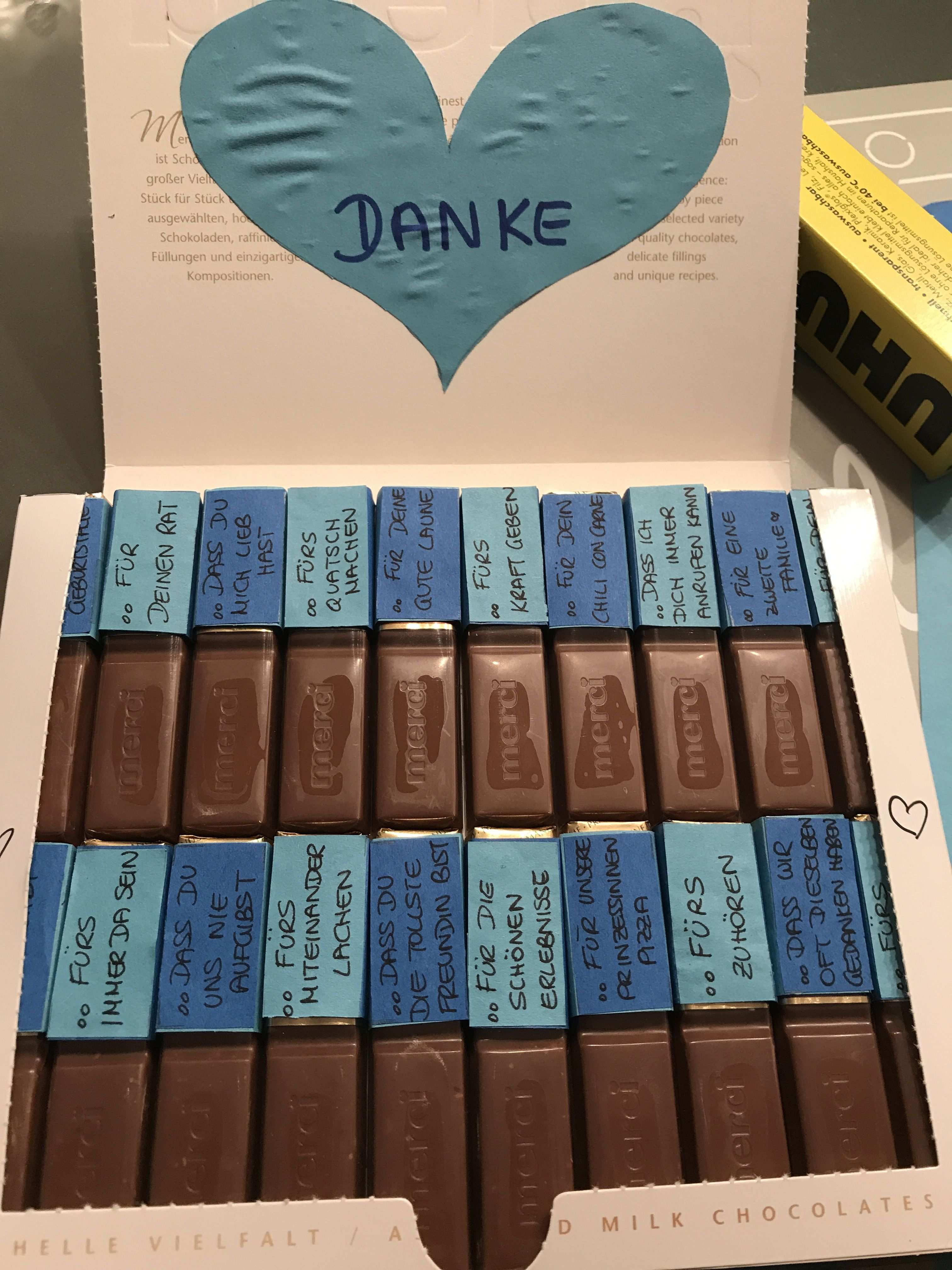 Personalisierte Schokolade Merci