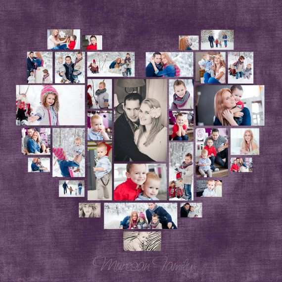 Heart Photo Collage Template Psd Wedding Gift Anniversary Gift