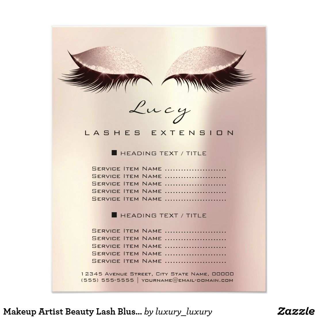 Makeup Artist Beauty Lash Blush Price List 2 Page Zazzle Com