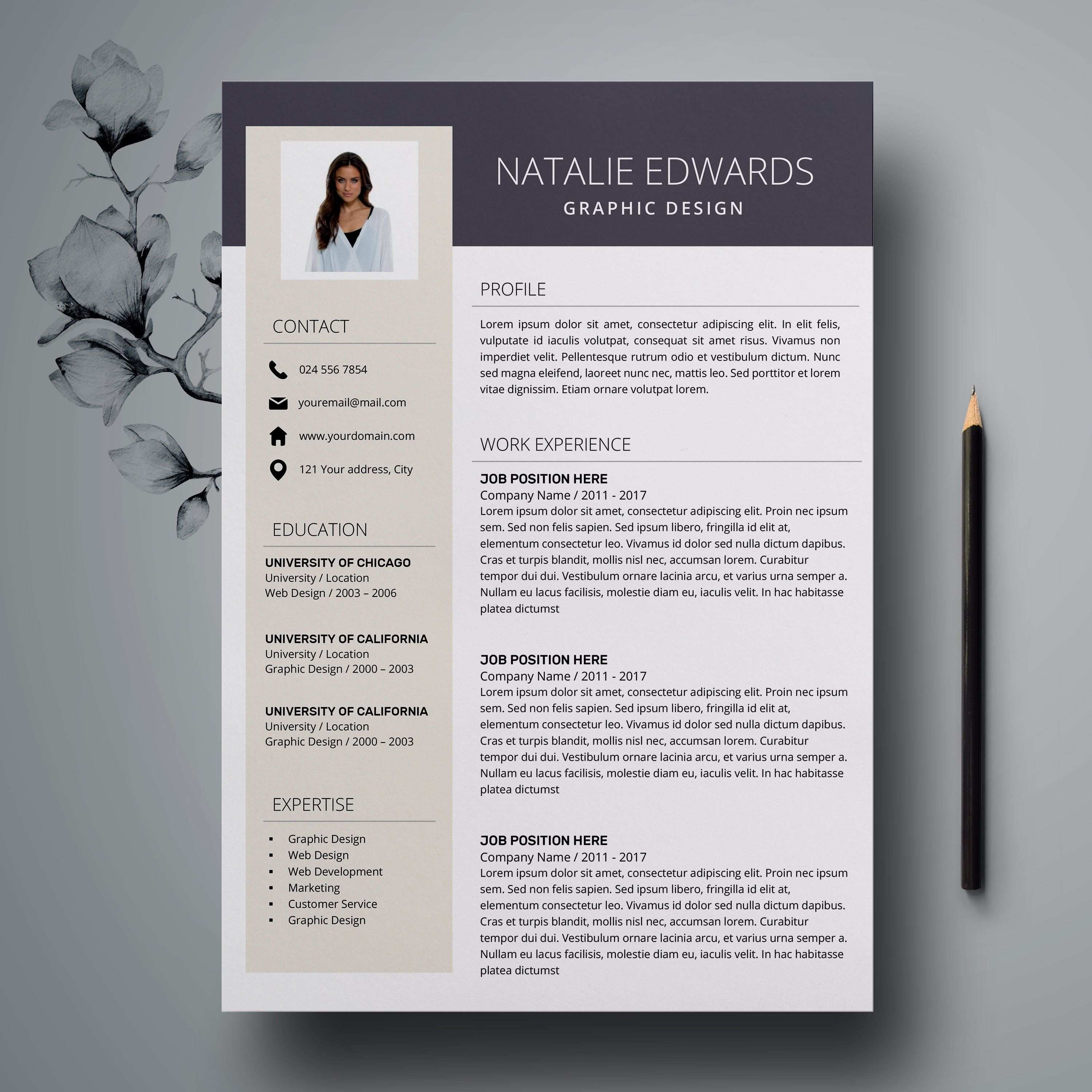 Creative Resume Template Cv Template For Ms Word And Pages Etsy