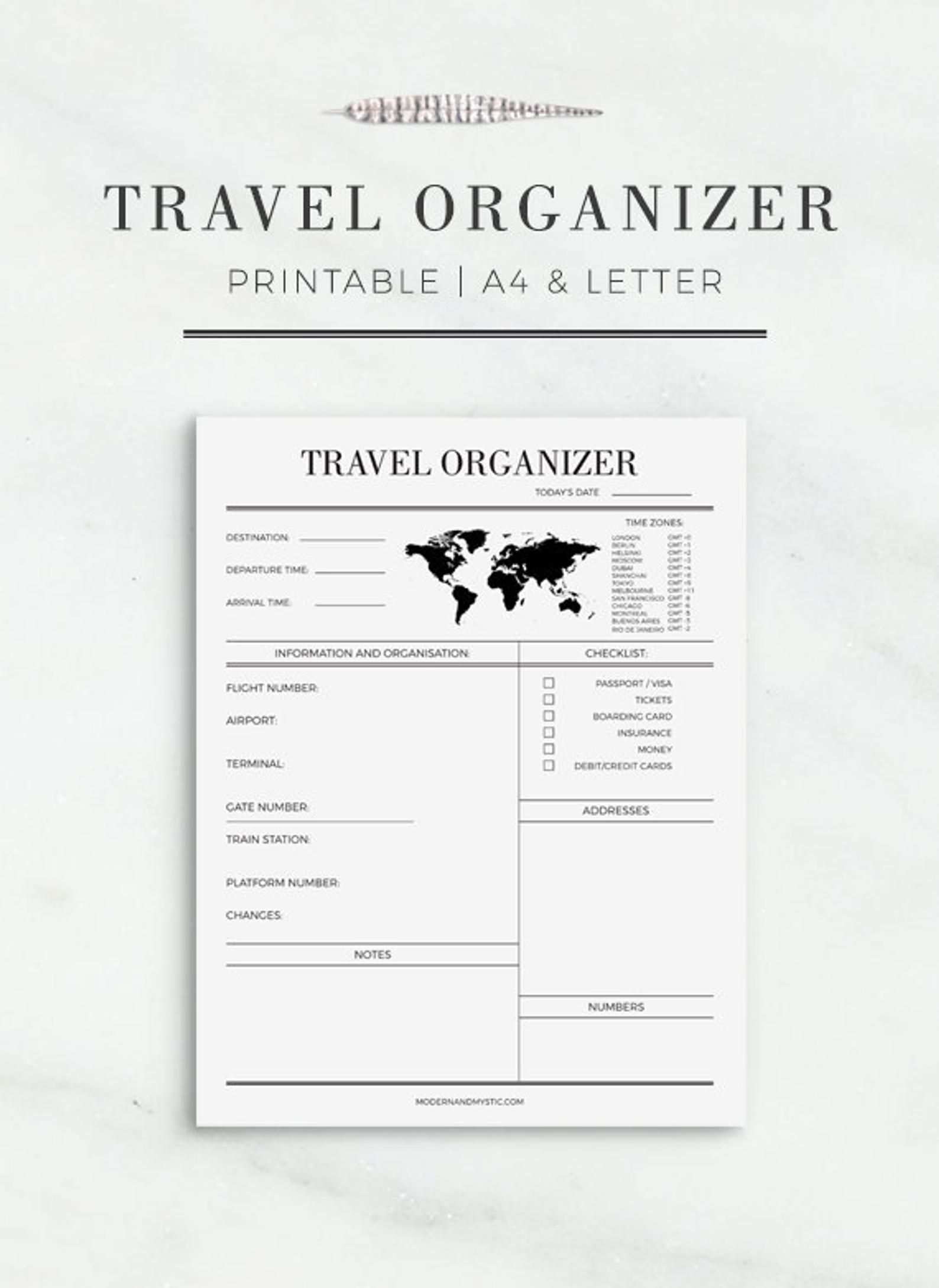 Travel Organizer Printable Journey Planner Travel Planner Trip