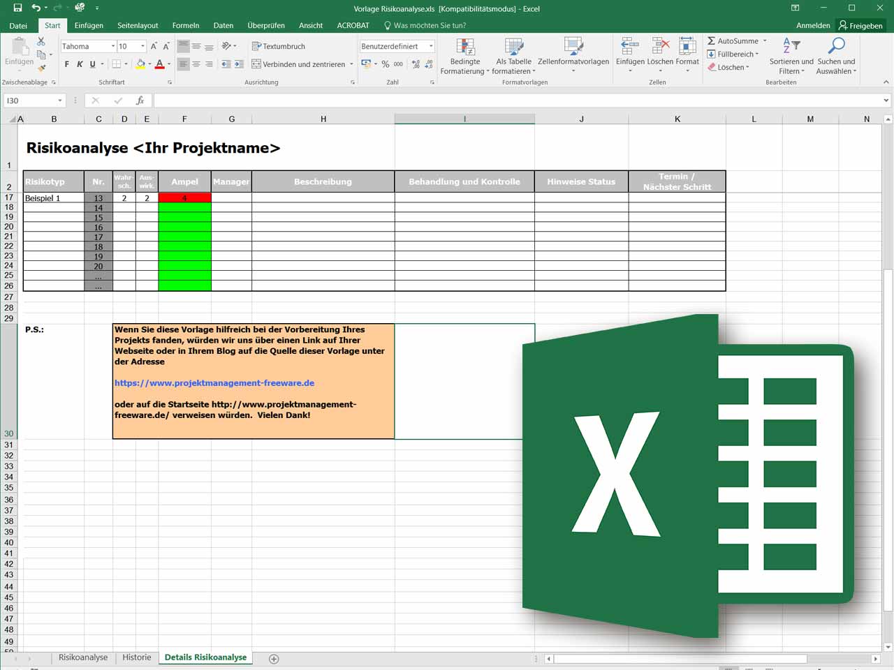 Excel Vorlage Risikoanalyse Projektmanagement Freeware