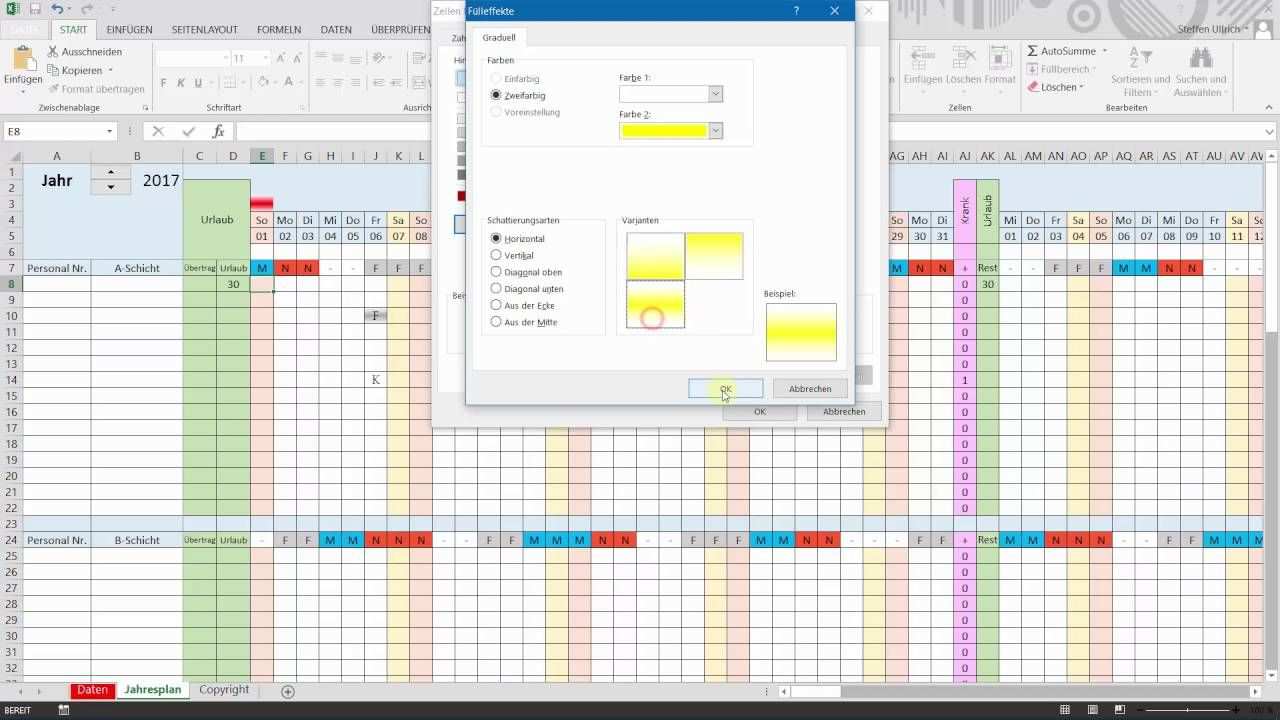 Excel Schichtplan Erstellen Teil 8 Bedingte Formatierung