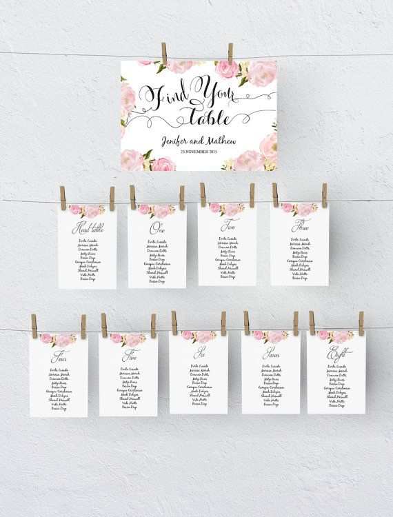 Printable Seating Chart Template Wedding Table Plan Instant
