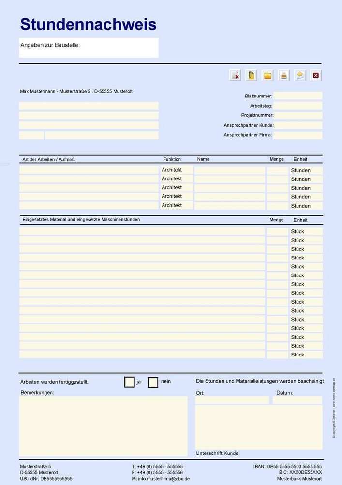 Stundennachweis Pdf Formular Din A4h Excel Tipps Rechnung