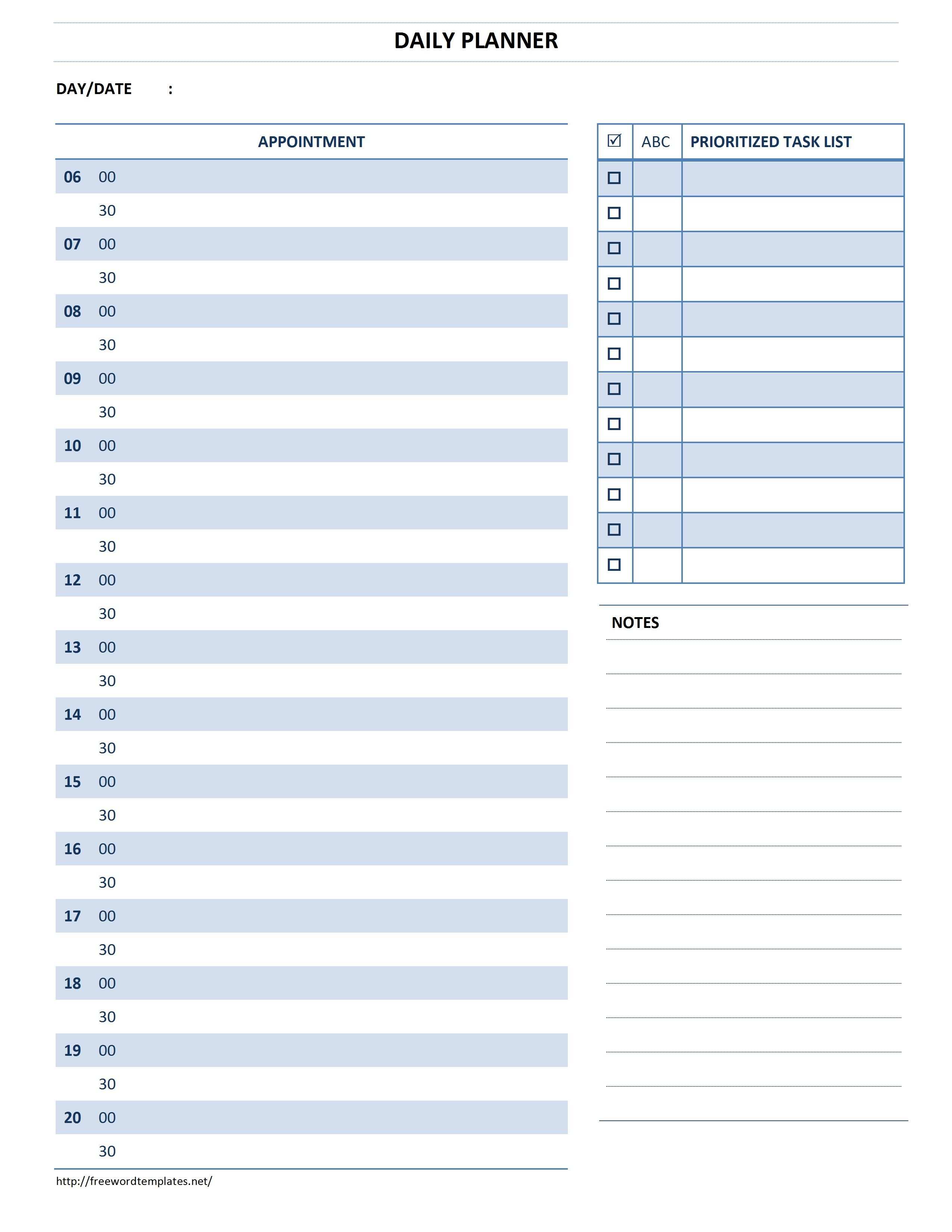 Free Daily Planner Template B35pgmbm Kalender Vorlagen