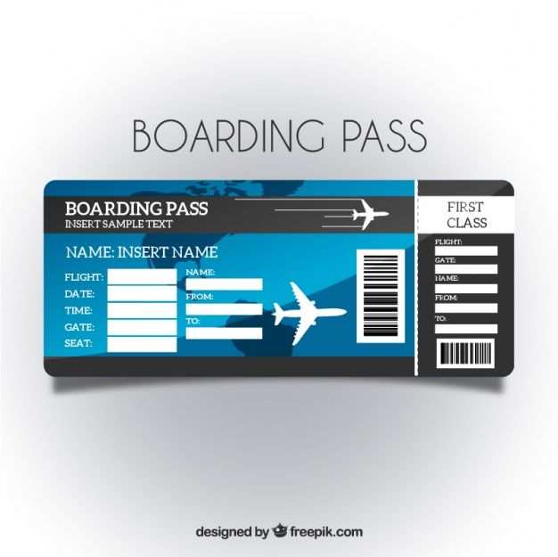 Lade Boarding Pass Vorlage Mit Blauem Hintergrund Kostenlos