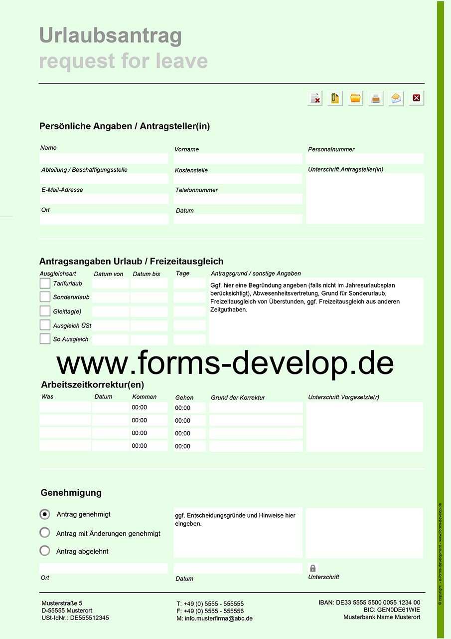 Urlaubsantrag Pdf Formular Www Forms Develop De Mail Adresse