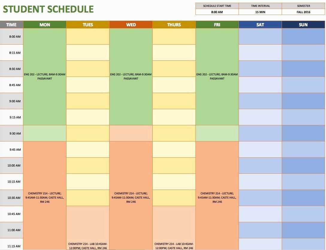 Excel Template Weekly Schedule Awesome Free Weekly Schedule