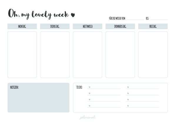 Free Printable Wochenplaner Weekly Planner In Blau Rosa